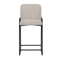Suze Barstool Chair, Arched Black Iron Frame, Snow Gray Performance Fabric  -BM321494