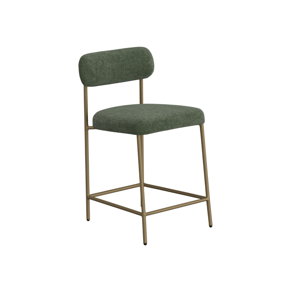 Iffa Counter Height Chair, Open Back, Gold Iron, Olive Green Polyester  -BM321496