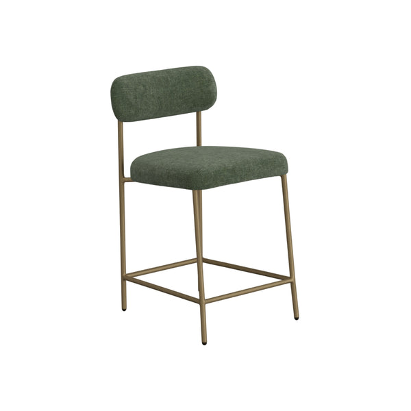 Iffa Counter Height Chair, Open Back, Gold Iron, Olive Green Polyester  -BM321496