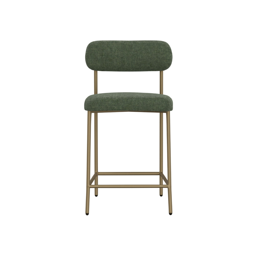 Iffa Counter Height Chair, Open Back, Gold Iron, Olive Green Polyester  -BM321496