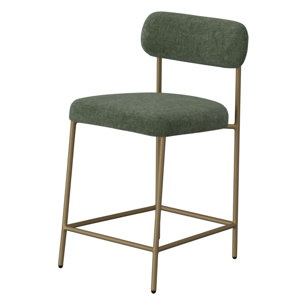Iffa Counter Height Chair, Open Back, Gold Iron, Olive Green Polyester  -BM321496