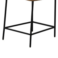 Iffa Counter Height Chair, Open Back, Black Iron, Cognac Brown Faux Leather -BM321497