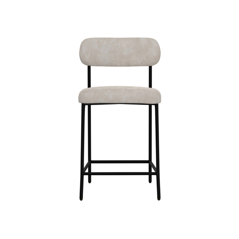 Iffa Counter Height Chair, Open Black Iron, Snow Gray Performance Fabric -BM321498
