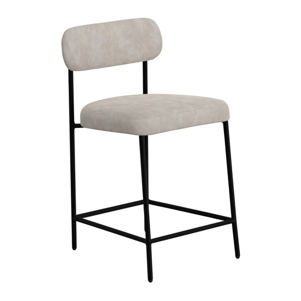 Iffa Counter Height Chair, Open Black Iron, Snow Gray Performance Fabric -BM321498