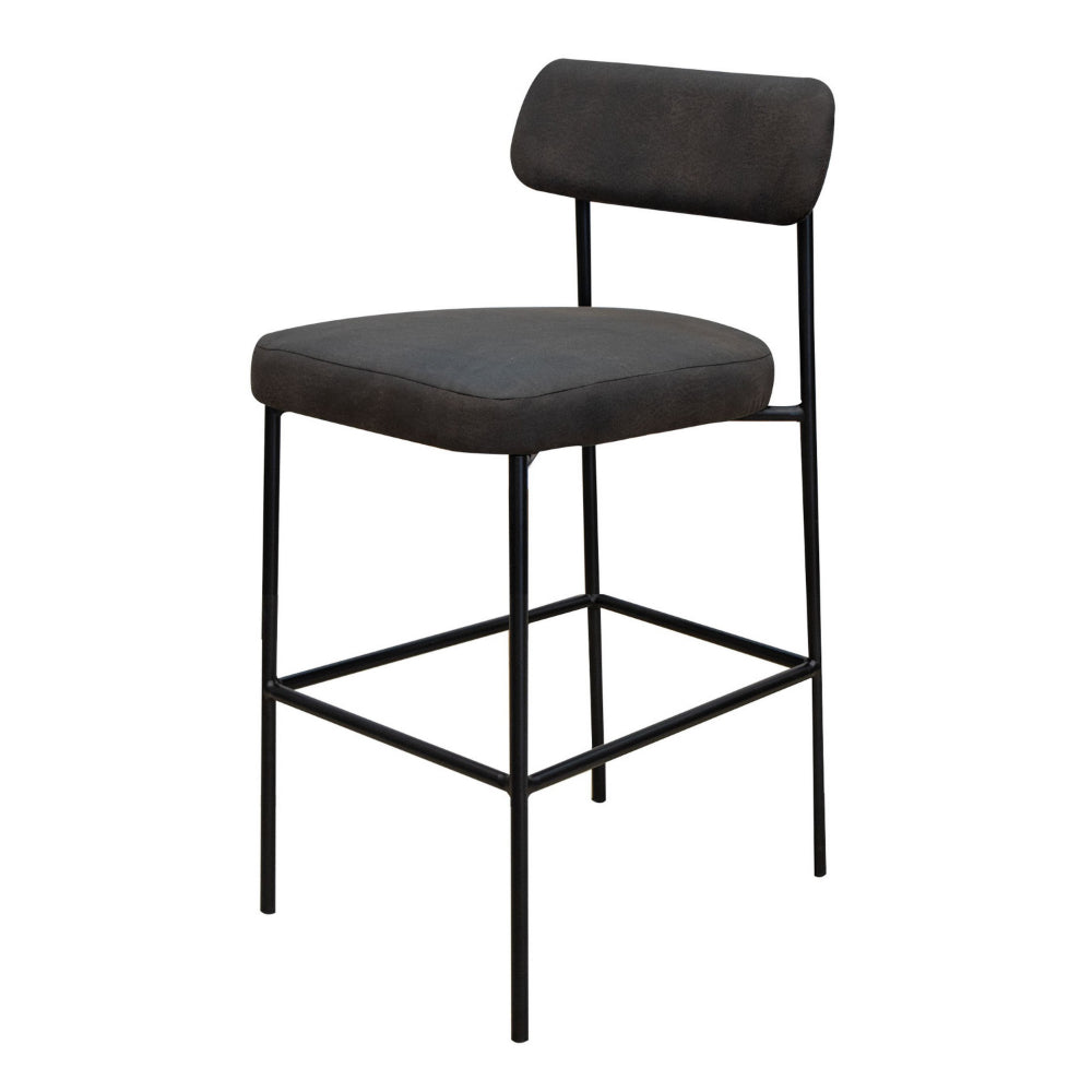 Iffa Counter Height Chair, Open Back, Black Iron Frame, Black Polyester -BM321499