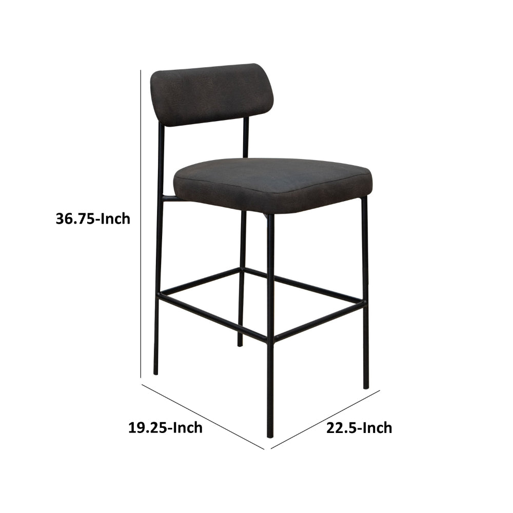 Iffa Counter Height Chair, Open Back, Black Iron Frame, Black Polyester -BM321499