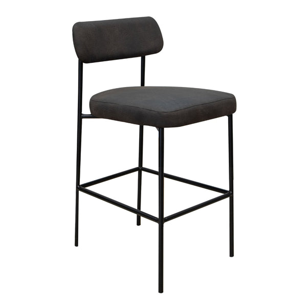 Iffa Counter Height Chair, Open Back, Black Iron Frame, Black Polyester -BM321499