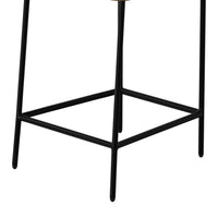 Iffa Barstool Chair, Open Back, Black Iron, Cognac Brown Faux Leather -BM321502