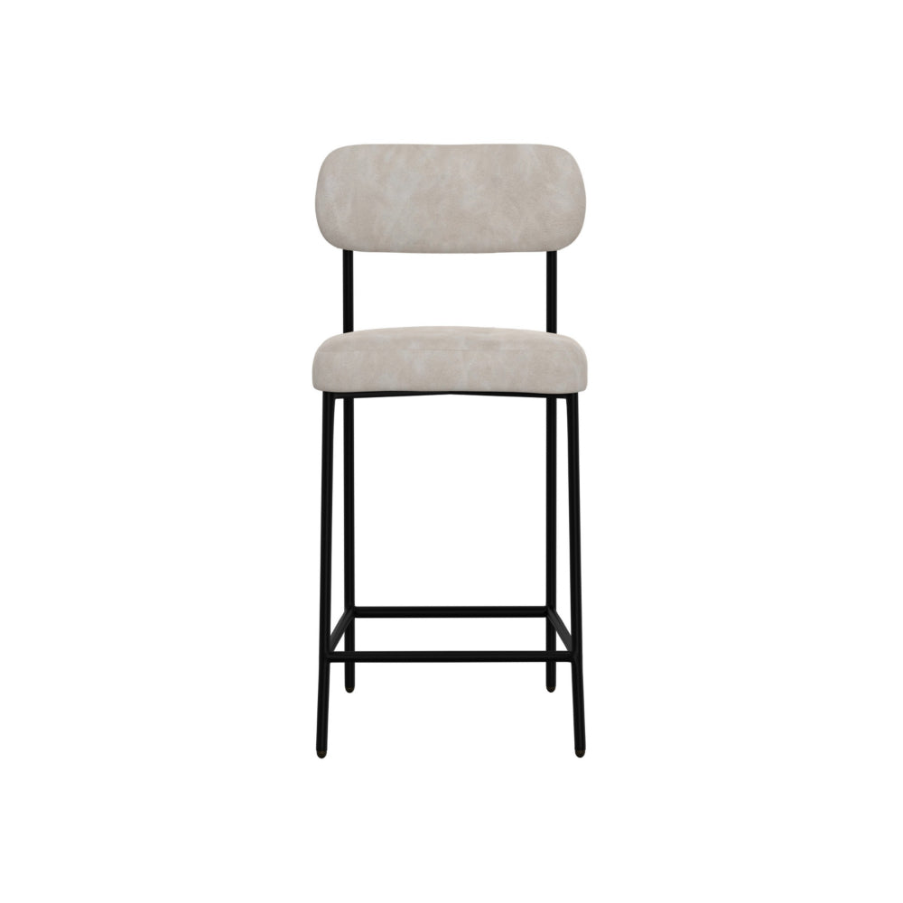 Iffa Barstool Chair, Open Black Iron Frame, Snow Gray Performance Fabric -BM321503