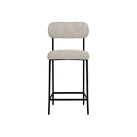 Iffa Barstool Chair, Open Black Iron Frame, Snow Gray Performance Fabric -BM321503