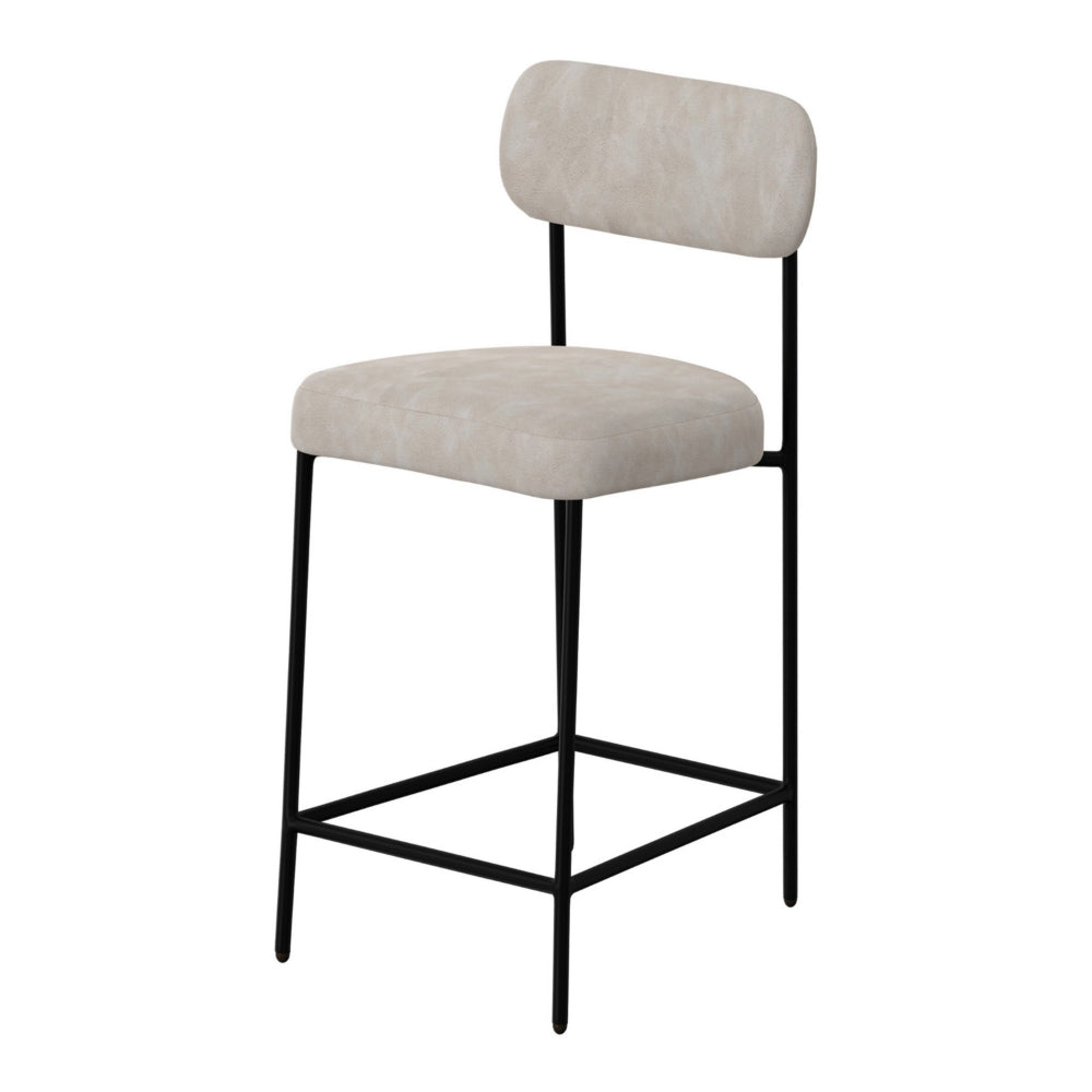 Iffa Barstool Chair, Open Black Iron Frame, Snow Gray Performance Fabric -BM321503