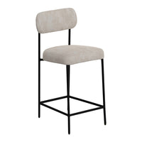 Iffa Barstool Chair, Open Black Iron Frame, Snow Gray Performance Fabric -BM321503