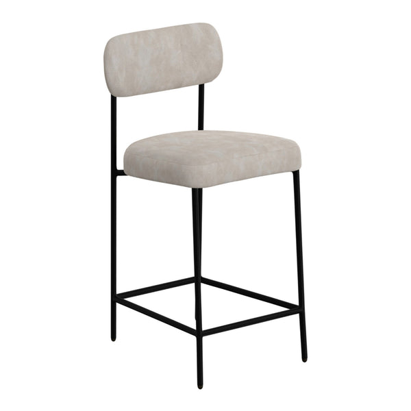 Iffa Barstool Chair, Open Black Iron Frame, Snow Gray Performance Fabric -BM321503