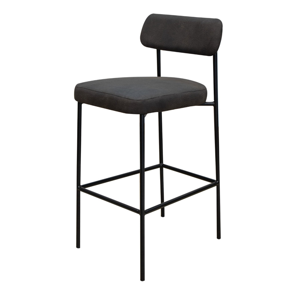 Iffa Barstool Chair, Open Back, Black Iron and Rich Anti Stain Polyester -BM321504