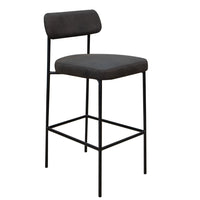 Iffa Barstool Chair, Open Back, Black Iron and Rich Anti Stain Polyester -BM321504