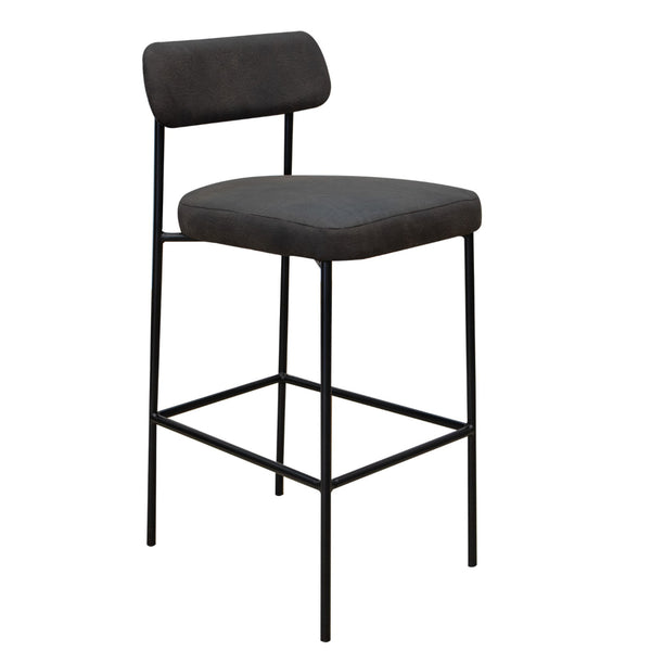 Iffa Barstool Chair, Open Back, Black Iron and Rich Anti Stain Polyester -BM321504