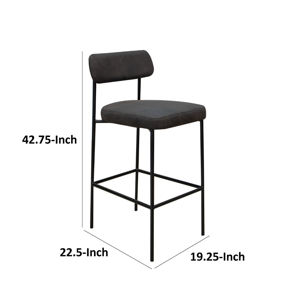 Iffa Barstool Chair, Open Back, Black Iron and Rich Anti Stain Polyester -BM321504
