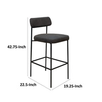 Iffa Barstool Chair, Open Back, Black Iron and Rich Anti Stain Polyester -BM321504