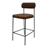 Iffa Barstool Chair, Black Iron Frame, Hickory Brown Performance Fabric  -BM321505