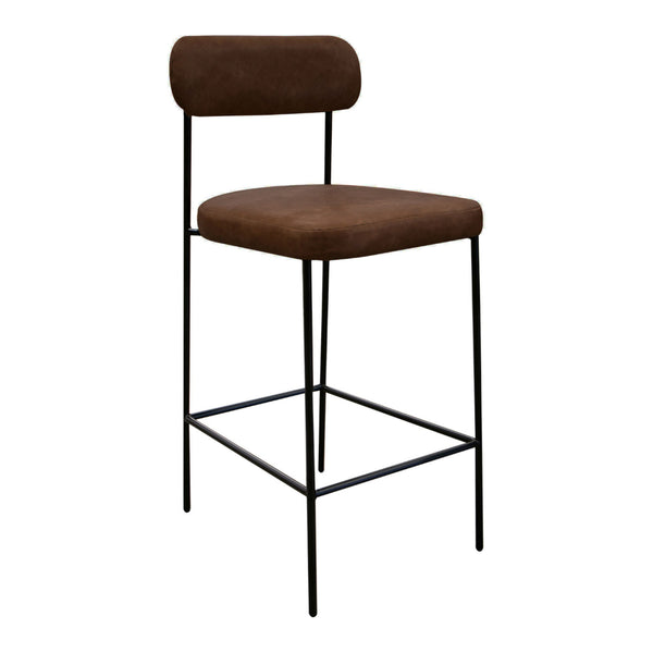 Iffa Barstool Chair, Black Iron Frame, Hickory Brown Performance Fabric  -BM321505