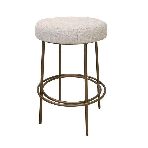 Tomy Counter Height Stool, Blacksmith Gold Metal Frame, Beige Polyester -BM321506