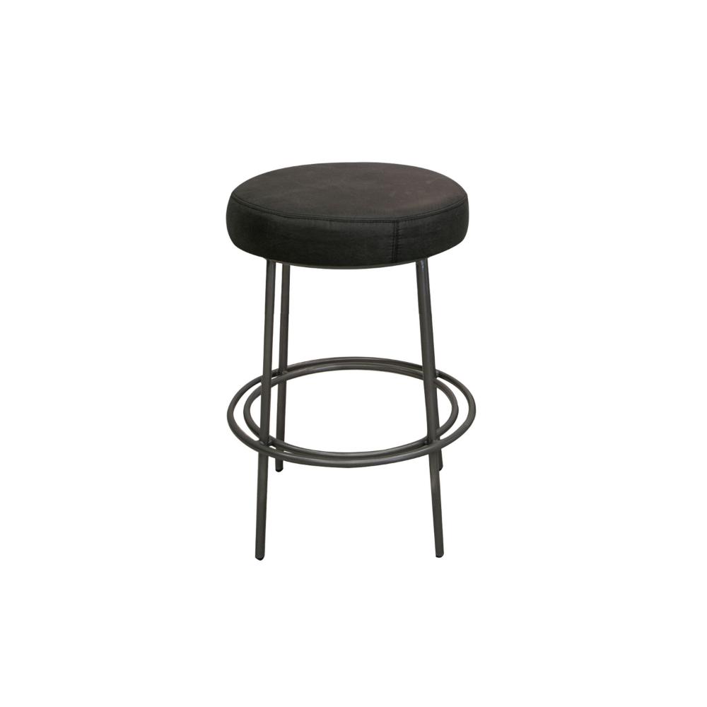 Tomy Counter Height Stool, Blacksmith Metal Frame, Rich Black Polyester