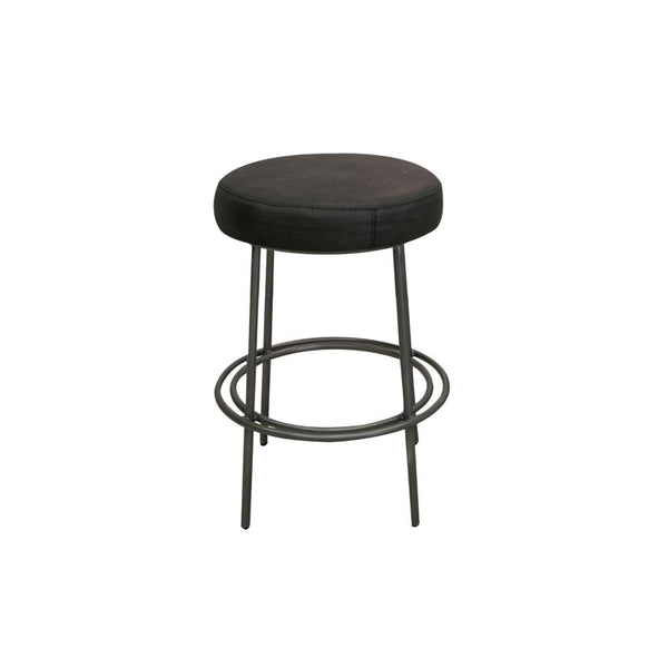 Tomy Counter Height Stool, Blacksmith Metal Frame, Rich Black Polyester