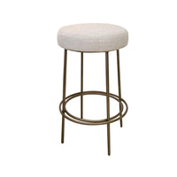 Tomy Barstool, Round Seat, Blacksmith Gold Metal Frame, Beige Polyester -BM321508