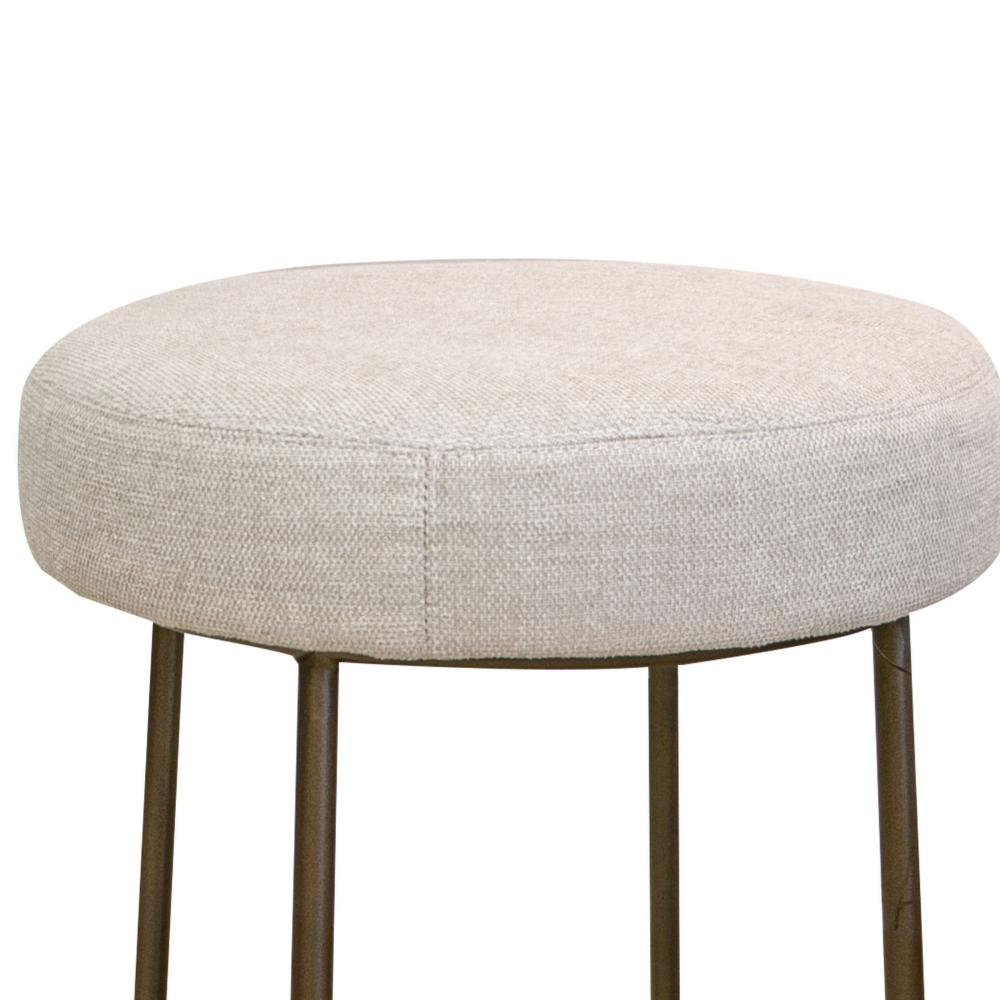 Tomy Barstool, Round Seat, Blacksmith Gold Metal Frame, Beige Polyester -BM321508