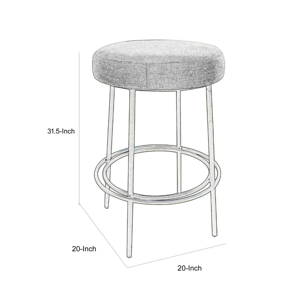 Tomy Barstool, Round Seat, Blacksmith Gold Metal Frame, Beige Polyester -BM321508
