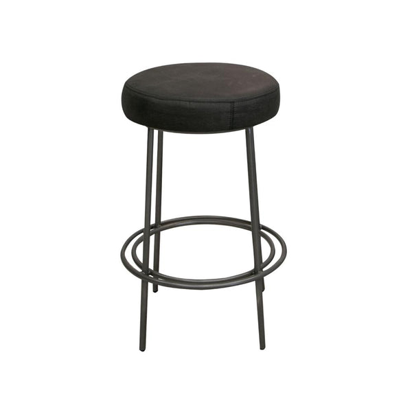 Tomy Bar Height Stool, Blacksmith Metal Frame, Smooth Rich Black Polyester