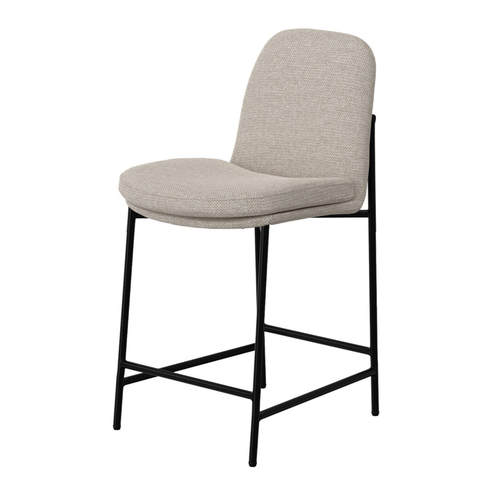 Reeve Counter Height Chair, Black Iron, Water-Resistant Beige Polyester -BM321510