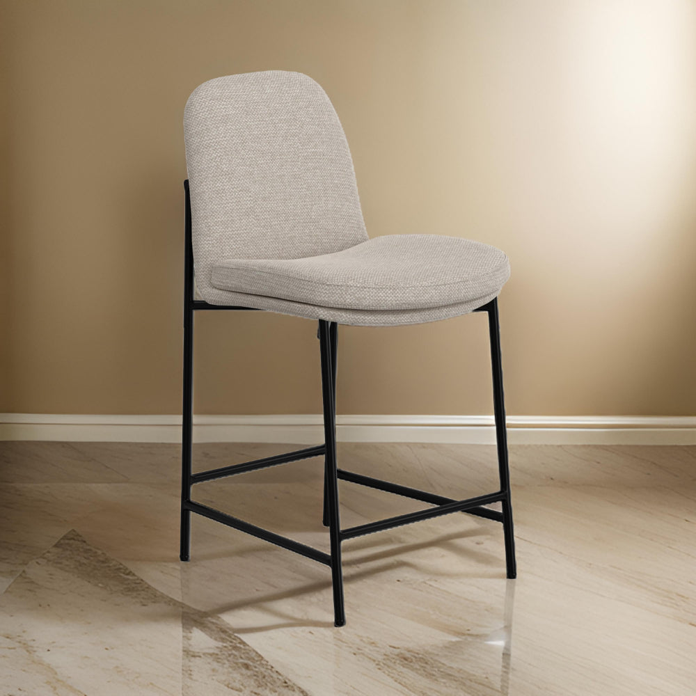 Reeve Counter Height Chair, Black Iron, Water-Resistant Beige Polyester -BM321510