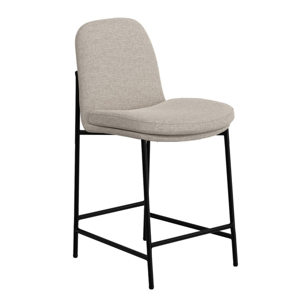 Reeve Counter Height Chair, Black Iron, Water-Resistant Beige Polyester -BM321510