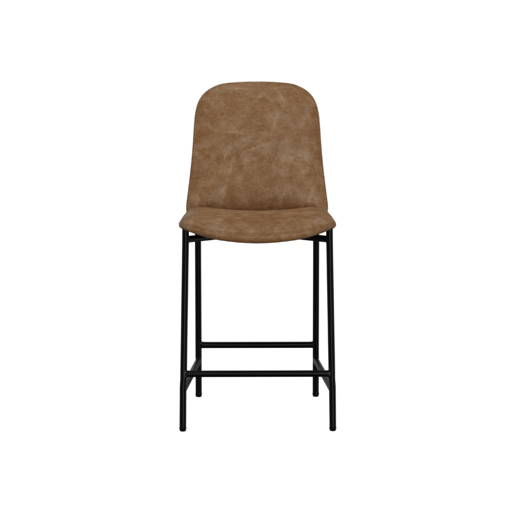 Reeve Counter Height Chair, Water-Resistant Cognac Brown Faux Leather -BM321511