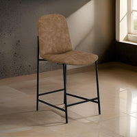 Reeve Counter Height Chair, Water-Resistant Cognac Brown Faux Leather -BM321511