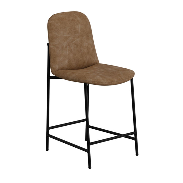 Reeve Counter Height Chair, Water-Resistant Cognac Brown Faux Leather -BM321511