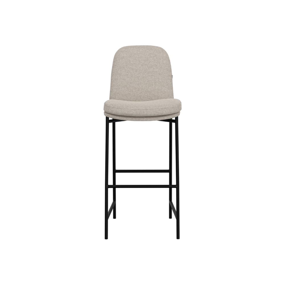 Revee Barstool Chair, Black Iron Frame, Water-Resistant Beige Polyester -BM321512