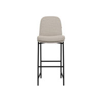 Revee Barstool Chair, Black Iron Frame, Water-Resistant Beige Polyester -BM321512
