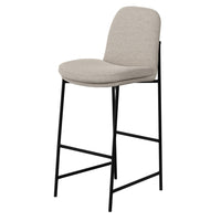 Revee Barstool Chair, Black Iron Frame, Water-Resistant Beige Polyester -BM321512
