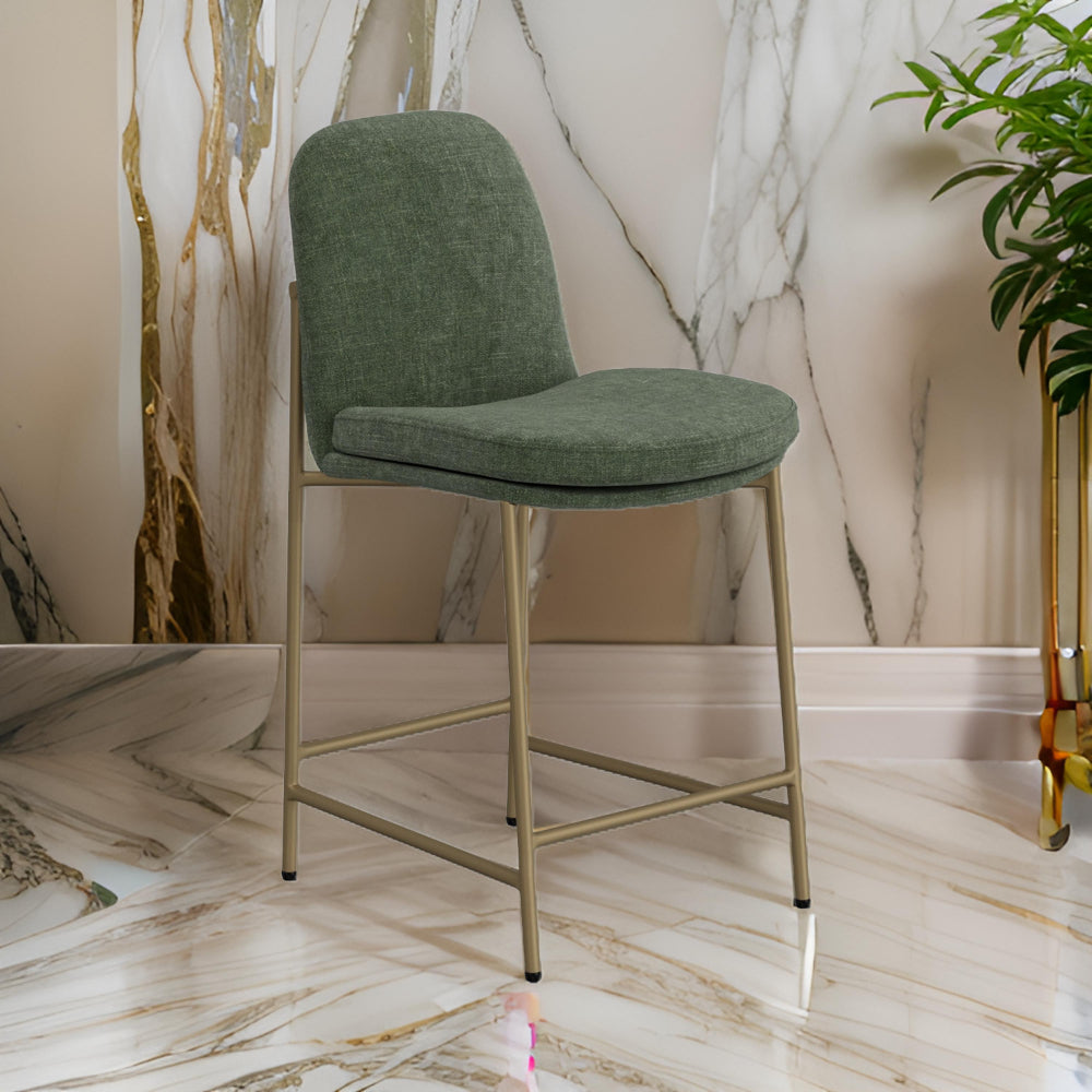 Revee Counter Height Chair, Iron, Water-Resistant Olive Green Polyester -BM321514
