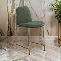 Revee Counter Height Chair, Iron, Water-Resistant Olive Green Polyester -BM321514