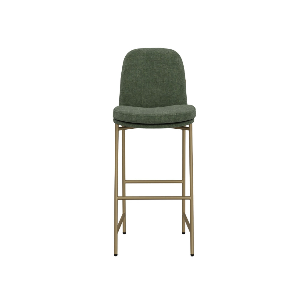Revee Barstool Chair, Black Iron, Water-Resistant Olive Green Polyester -BM321515
