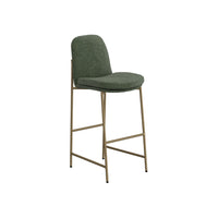 Revee Barstool Chair, Black Iron, Water-Resistant Olive Green Polyester -BM321515