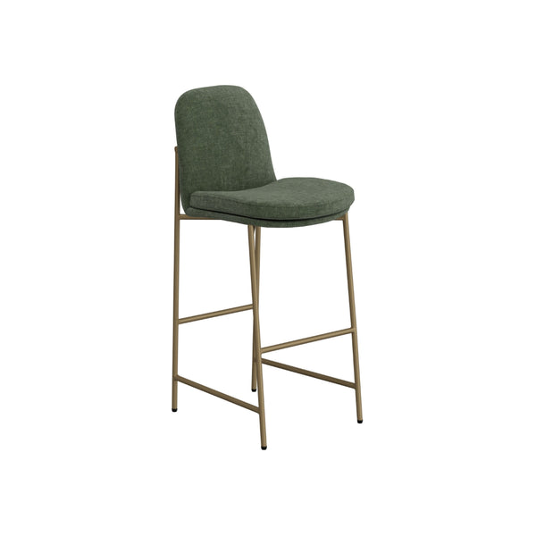 Revee Barstool Chair, Black Iron, Water-Resistant Olive Green Polyester -BM321515