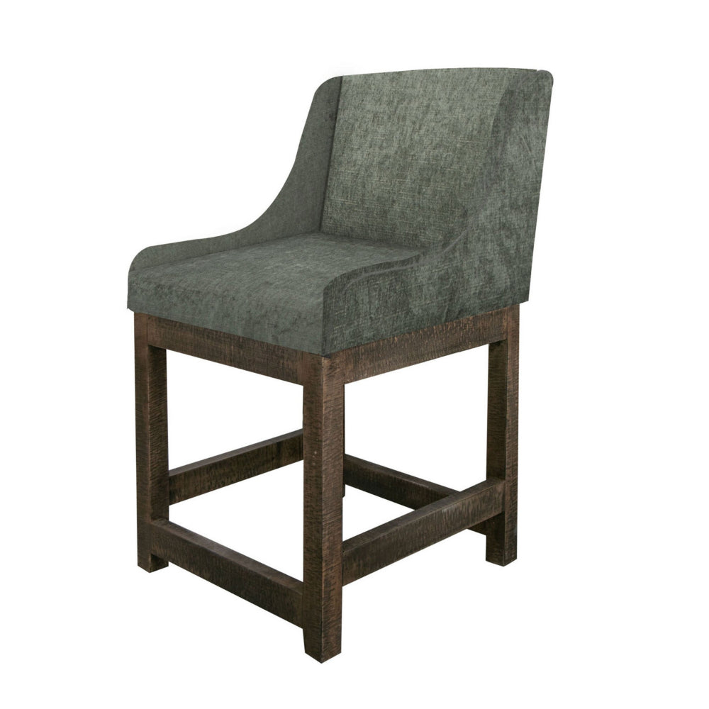 Lamy Counter Height Chair, Curved Arms, Compact, Rich Olive Green Polyester -BM321516