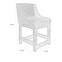 Lamy Counter Height Chair, Curved Arms, Compact, Rich Olive Green Polyester -BM321516