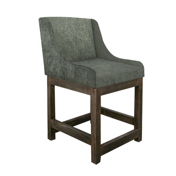 Lamy Counter Height Chair, Curved Arms, Compact, Rich Olive Green Polyester -BM321516