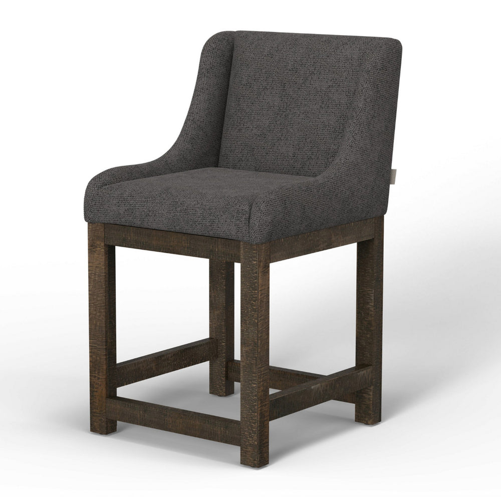 Lamy Counter Height Chair, Curved Arms, Compact, Rich Gray Polyester -BM321517