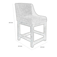 Lamy Counter Height Chair, Curved Arms, Compact, Rich Gray Polyester -BM321517